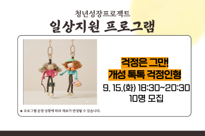 [9월 청년성장프로젝트] 걱정은 그만! 개성 톡톡 걱정인형 (18세-34세) 프로그램 사진 2