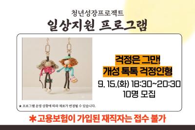 [9월 청년성장프로젝트] 걱정은 그만! 개성 톡톡 걱정인형 (18세-34세) 프로그램 사진 1